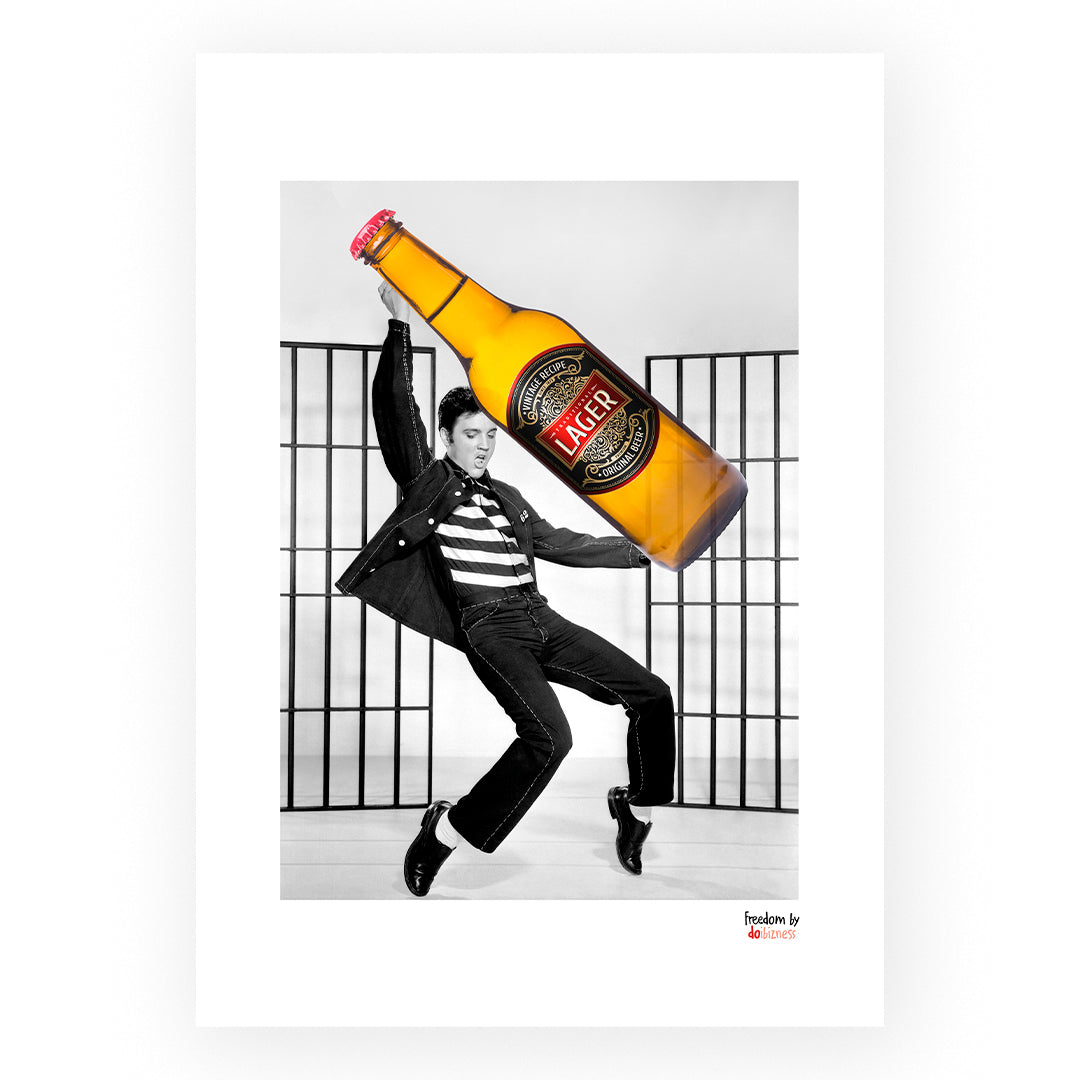 Lámina emocional decorativa liberación cerveza Elvis.