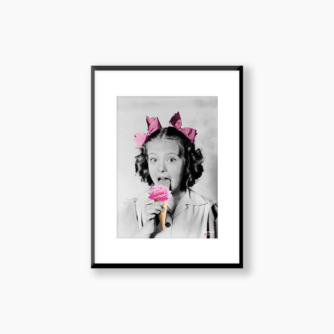 Lámina emocional decorativa admiración niña y helado.