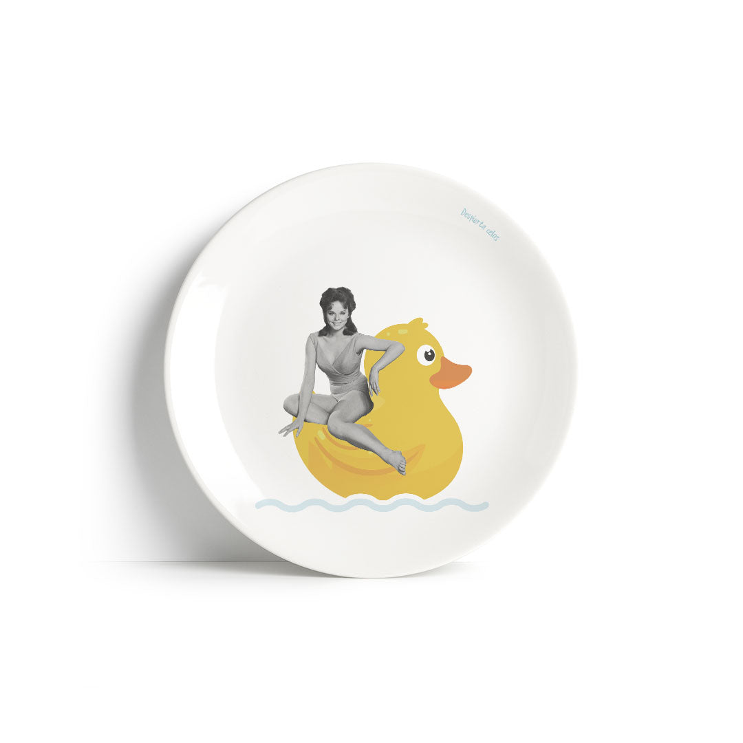 Plato emocional decorativo celos pato goma.