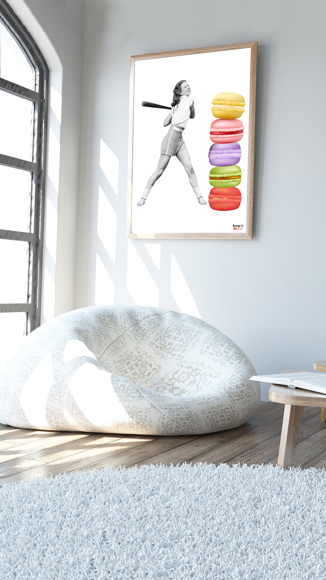 Lámina decorativa  emociones venganza beisbol y macaroons